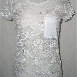 Tinley Road White Lace Pocket Tee size XS NWT